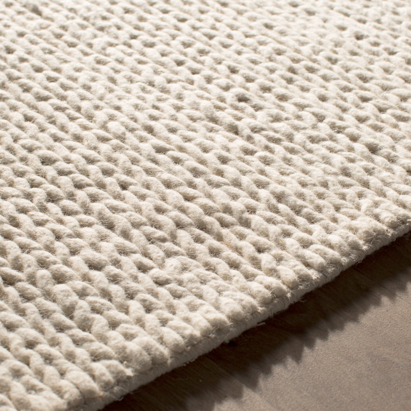 Mercury Row Dunfee Chunky HandWoven Wool Off White Area Rug & Reviews